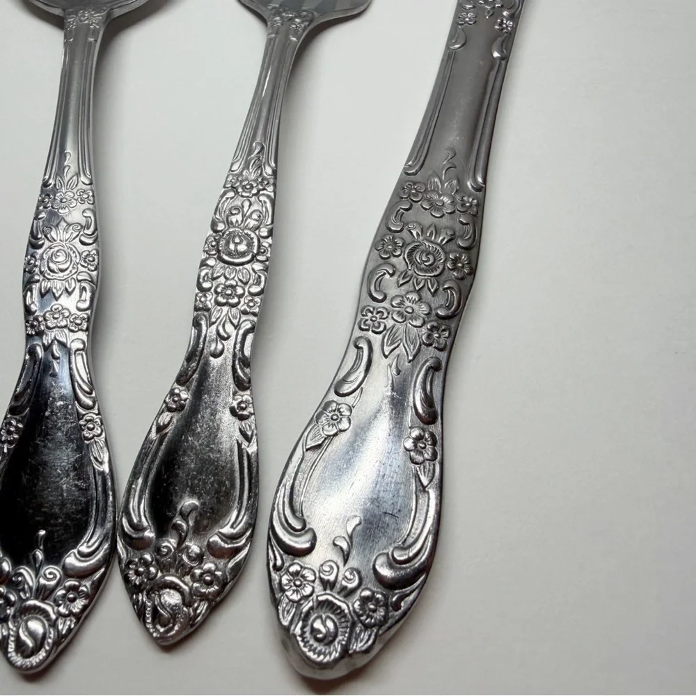 Vintage Northland Stainless Carolina Floral Flatware Korea